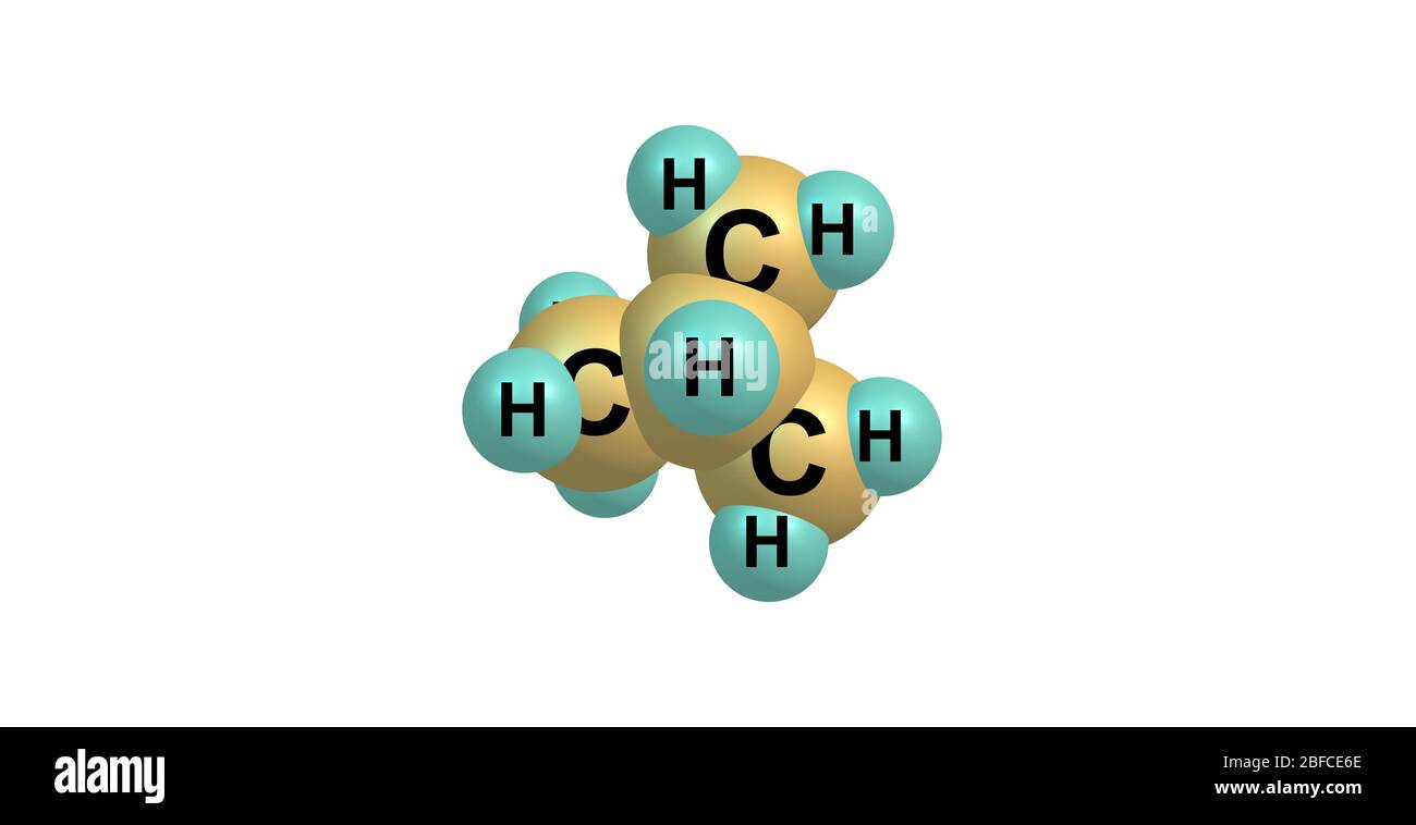 Isobutane or methylpropane is a chemical compound with molecular formula C4H10 Stock Photo