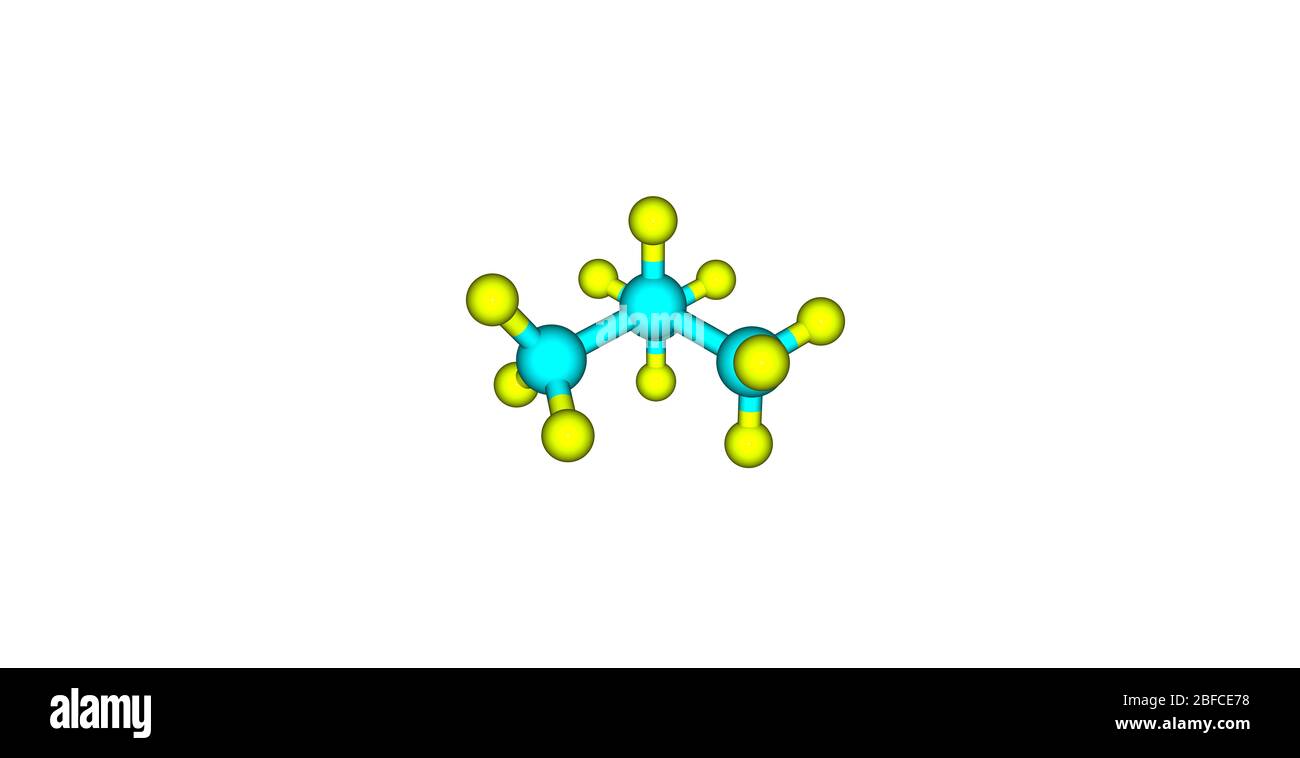 Isobutane or methylpropane is a chemical compound with molecular formula C4H10 Stock Photo