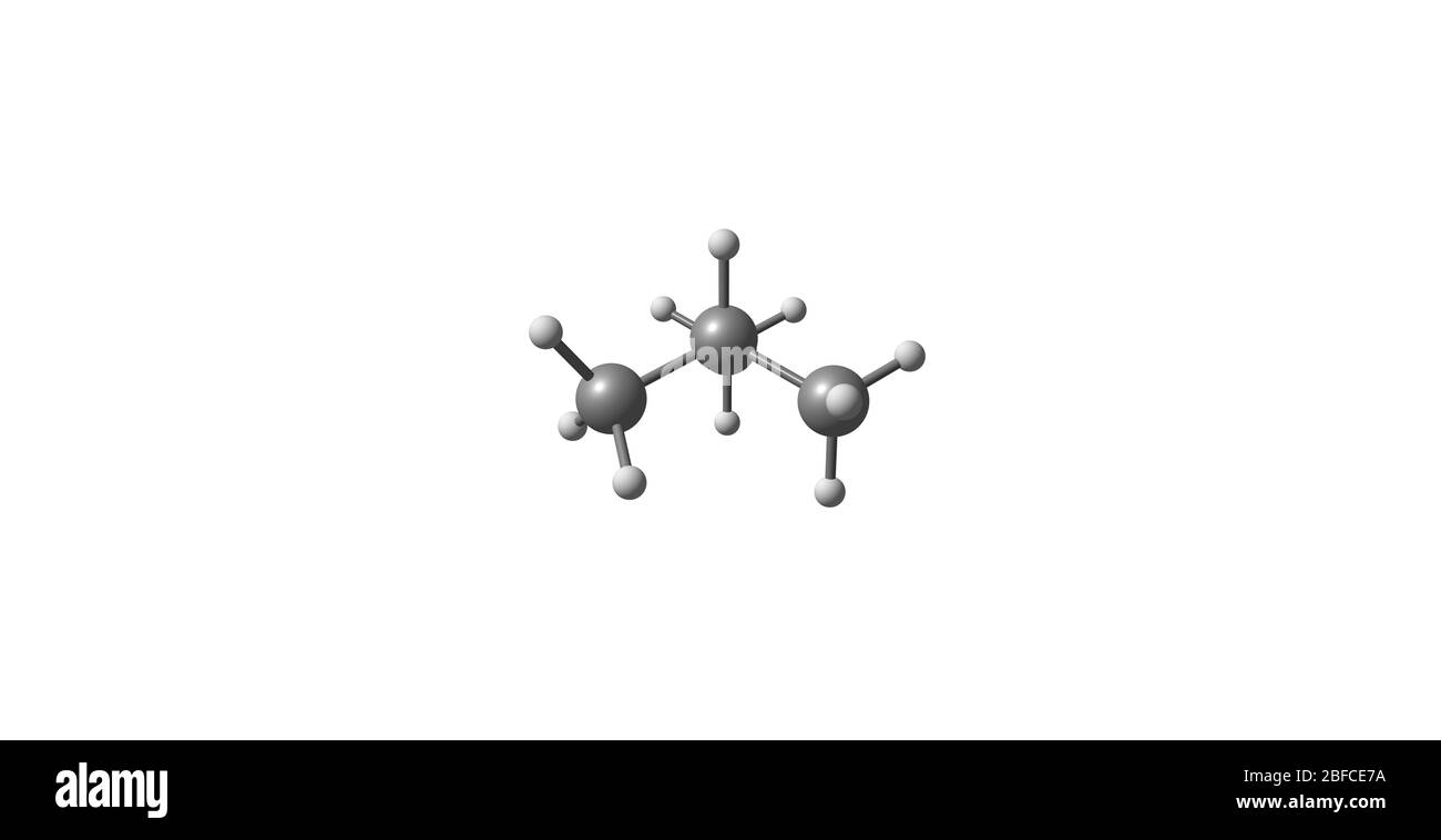 Isobutane or methylpropane is a chemical compound with molecular formula C4H10 Stock Photo