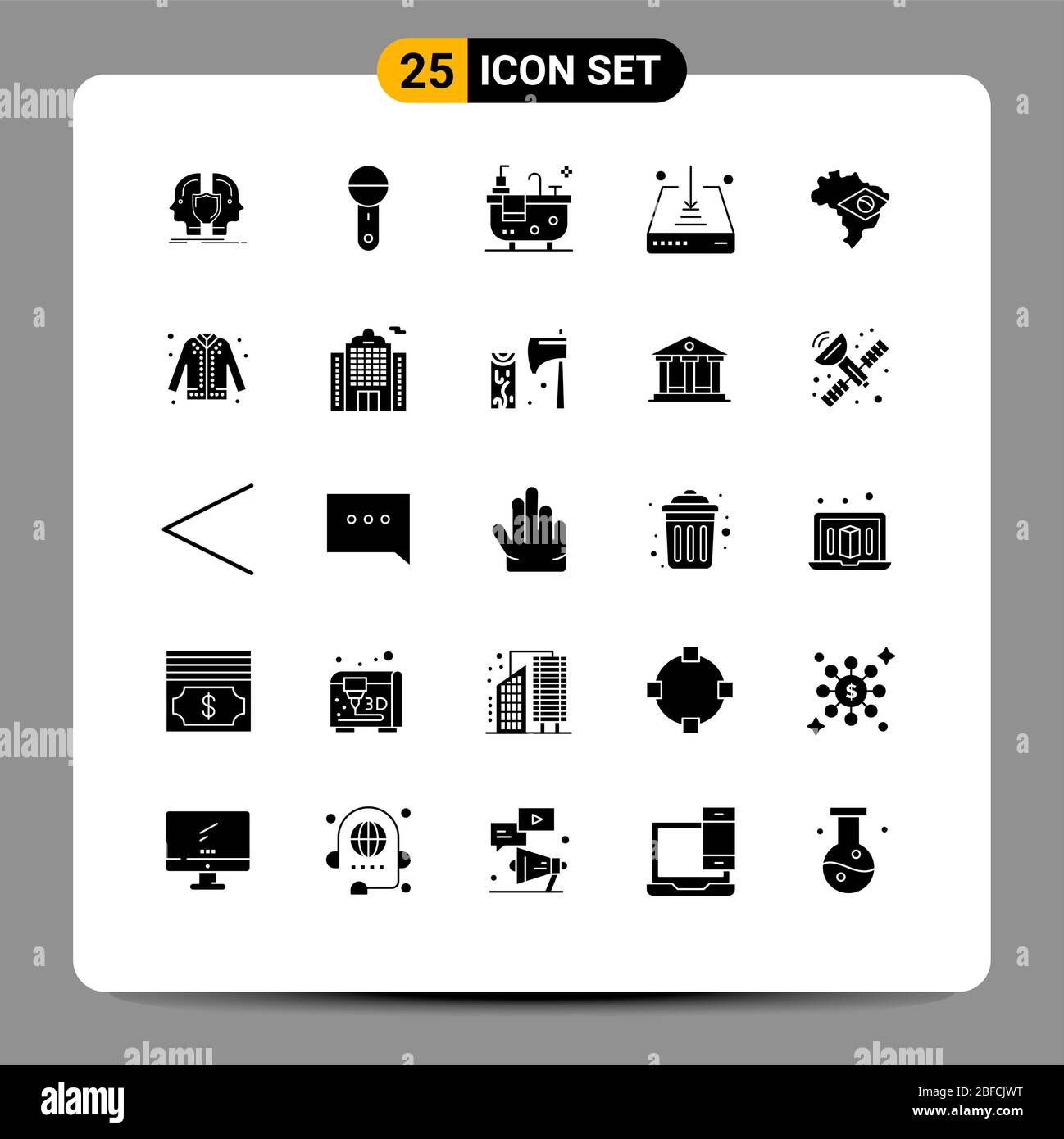 Set of 25 Modern UI Icons Symbols Signs for map, download, products ...