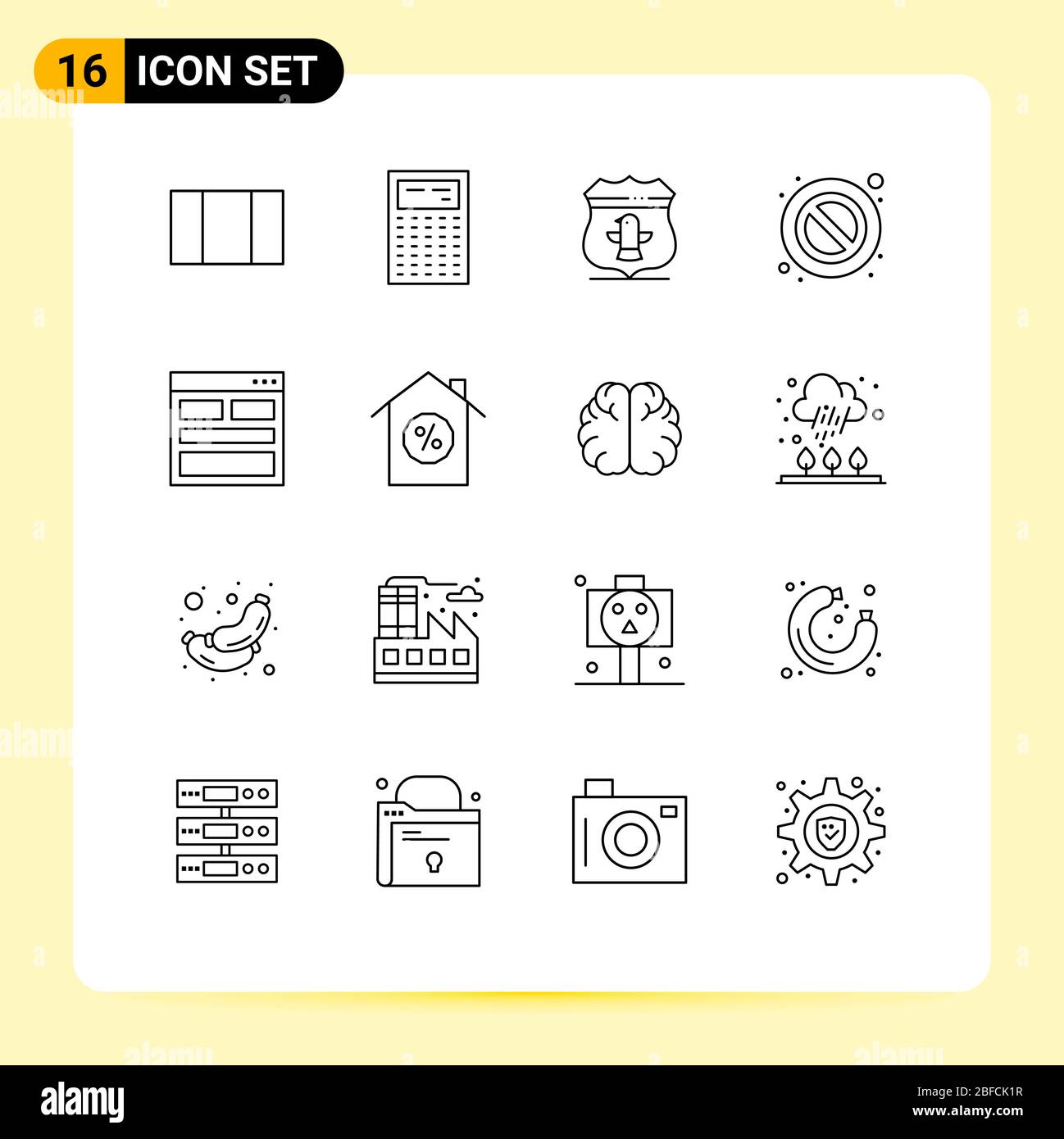 Stock Vector Icon Pack of 16 Line Signs and Symbols for info, contact us, american, contact, warning Editable Vector Design Elements Stock Vector