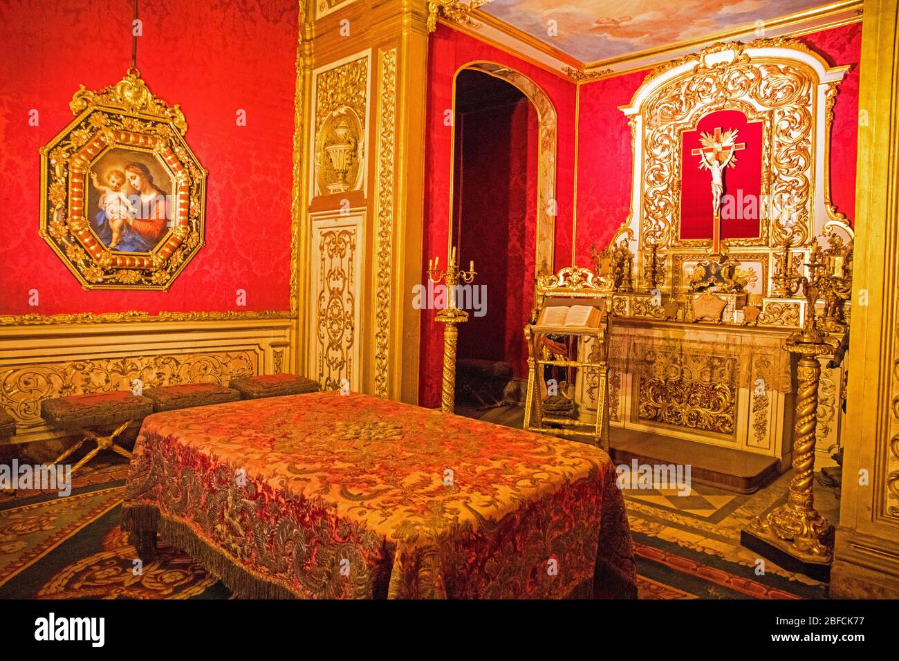 A bedchamber in Pitti Palace in Florence Italy Stock Photo