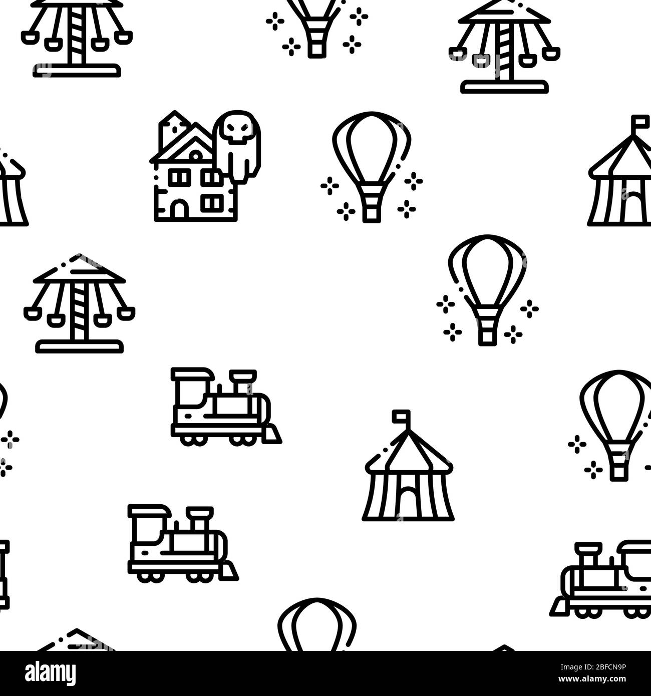 Amusement Park Seamless Pattern Vector Stock Vector