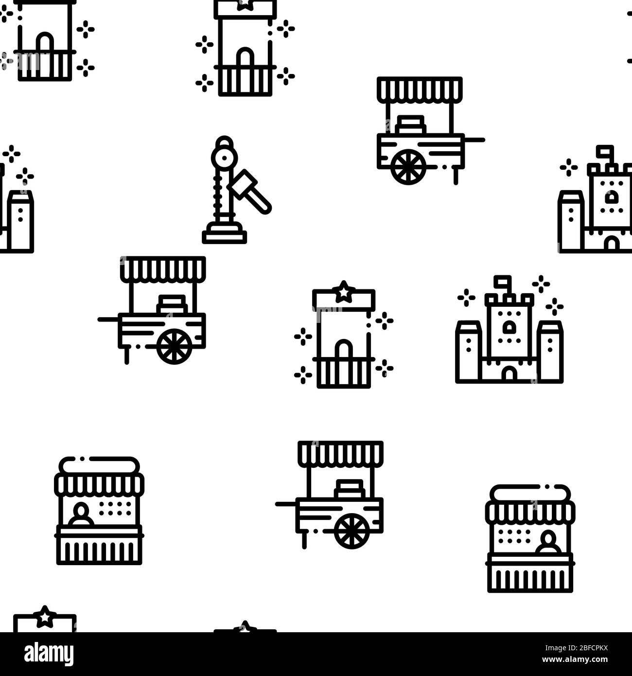 Amusement Park Seamless Pattern Vector Stock Vector