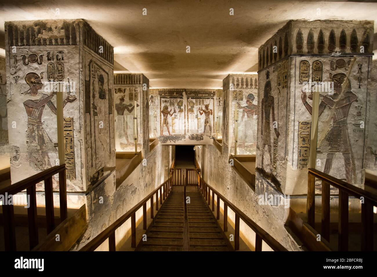 Artwork inside the Tomb of Ramses III in the Valley of the Kings near Luxor, Egypt. Stock Photo