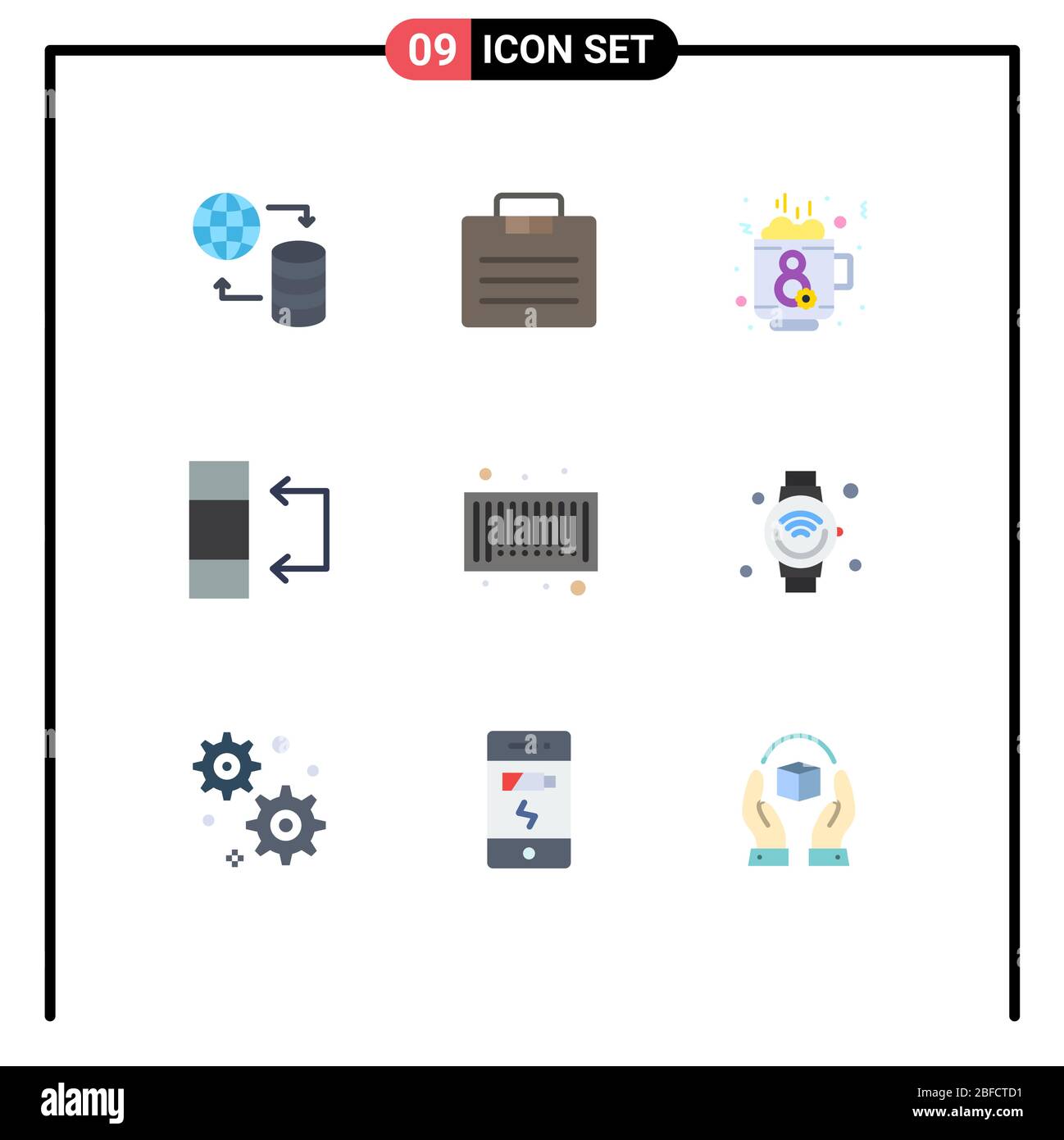 9 Flat Color Concept For Websites Mobile And Apps Code Bar Coffee Table Data Editable Vector Design Elements Stock Vector Image Art Alamy