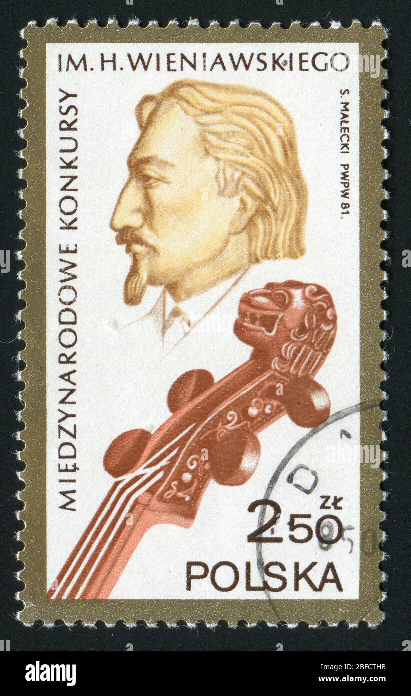 POLAND - CIRCA 1981: Henryk Wieniawski (10 July 1835 – 31 March 1880) was a Polish violinist and composer, circa 1981. Stock Photo
