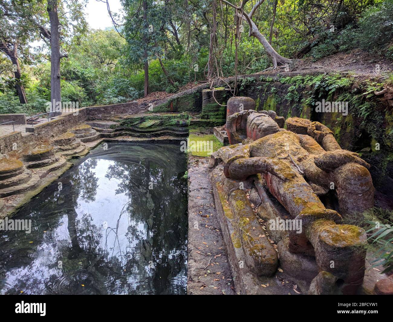 A Landscape picture of historical ruins at Bandhavgarh National Park, Madhya Pradesh, India Stock Photo