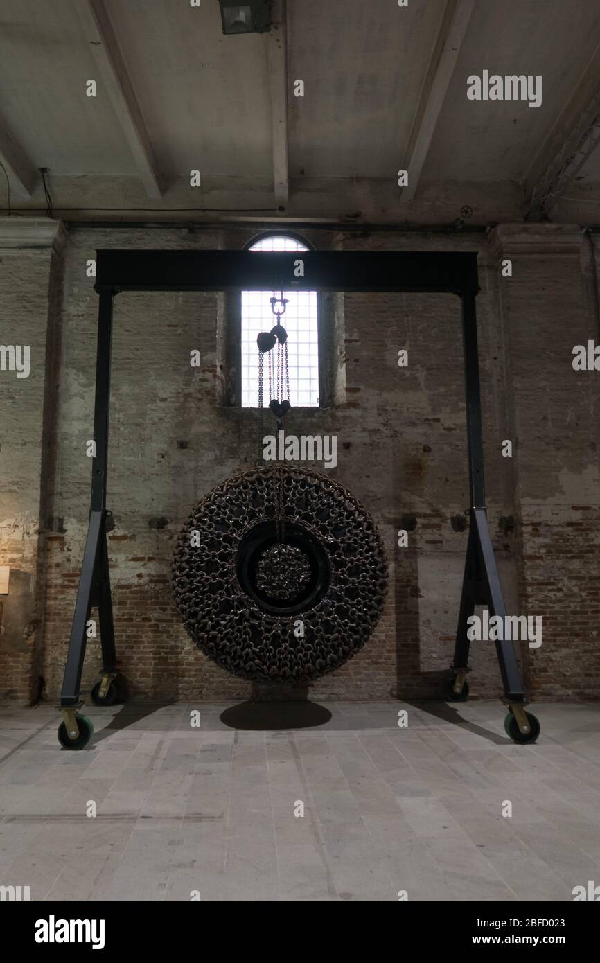 Artwork by African American artist Arthur Jafa, 'Big Wheel', exposed at the Venice Biennale 2019 Stock Photo
