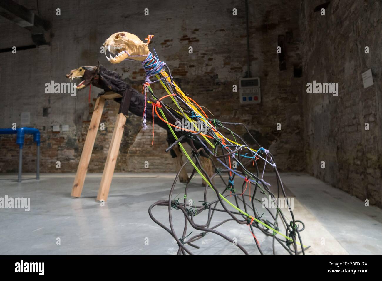 Sculptures by artist Jimmie Durham exposed at the Venice Biennale 2019 Stock Photo