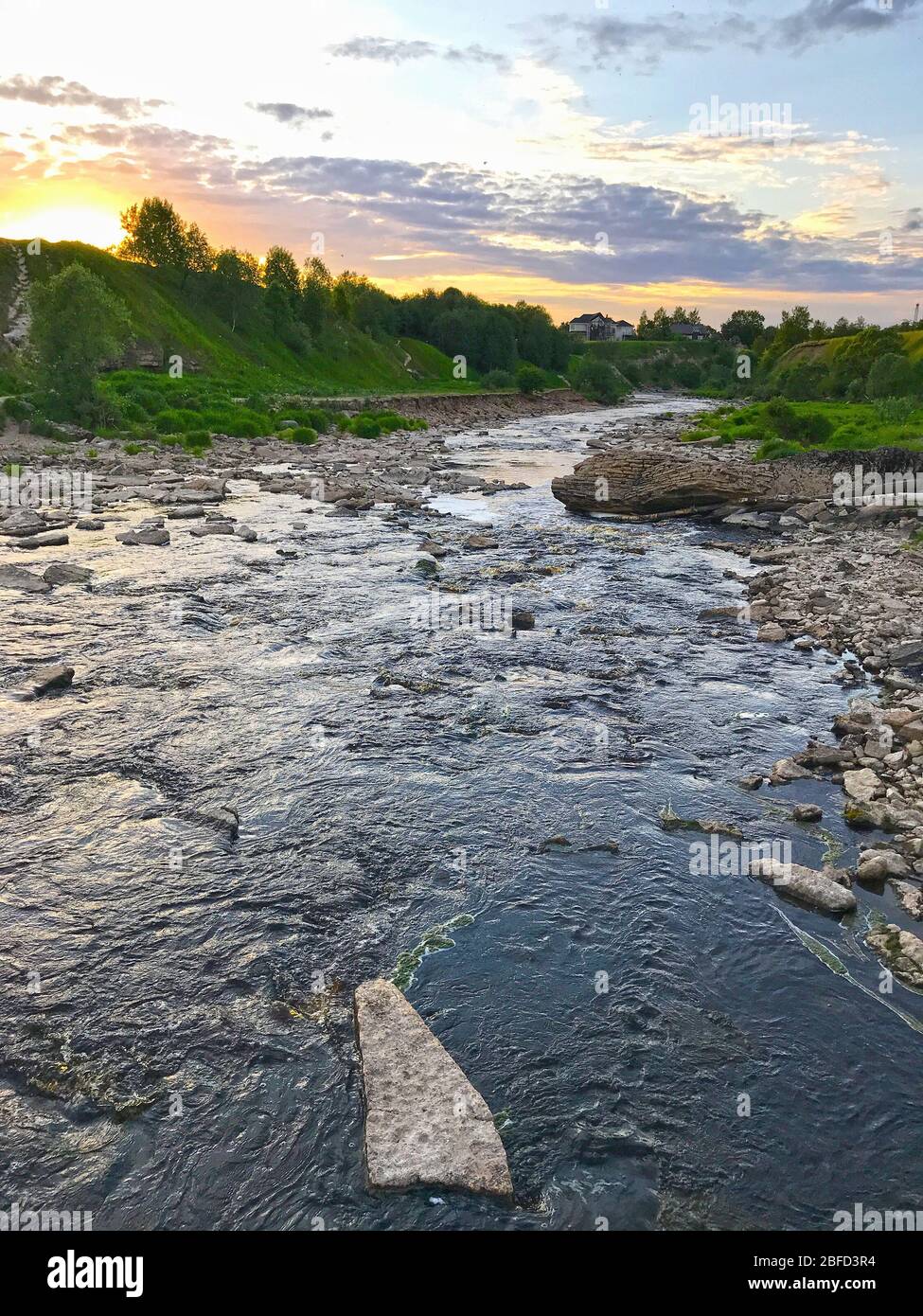 Shallow Waterfall And Rocks Small waterfall with shallow water and stones Stock Photo - Alamy