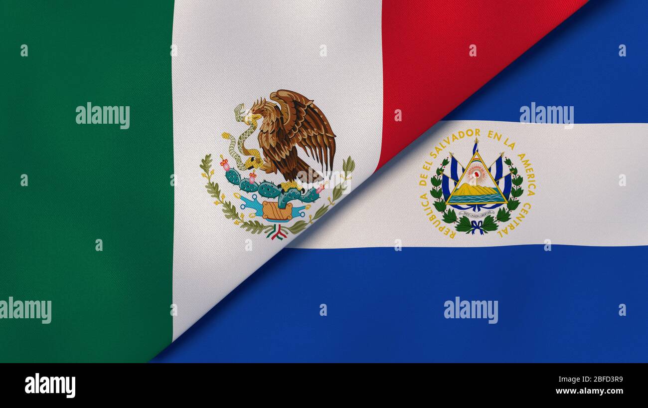 Two States Flags Of Mexico And El Salvador High Quality Business Background 3d Illustration Stock Photo Alamy