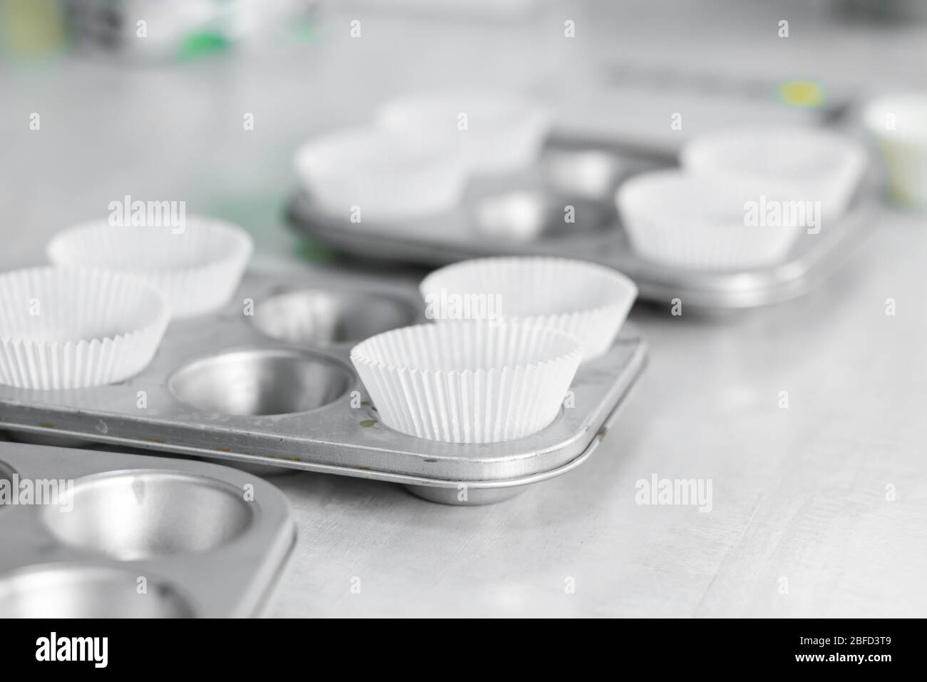 Cupcake baking dish. Professional cooking tools. Stock Photo