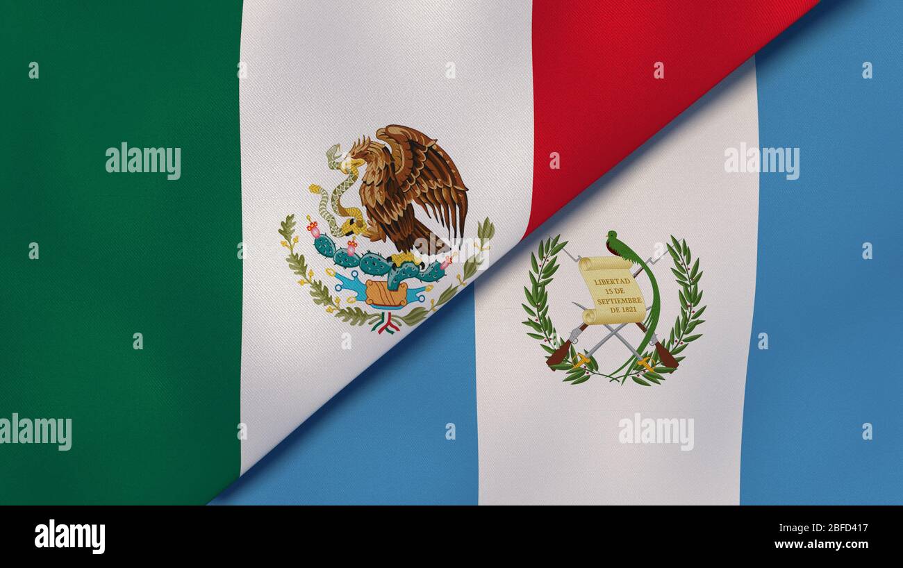 Two States Flags Of Mexico And Guatemala High Quality Business Background 3d Illustration Stock Photo Alamy