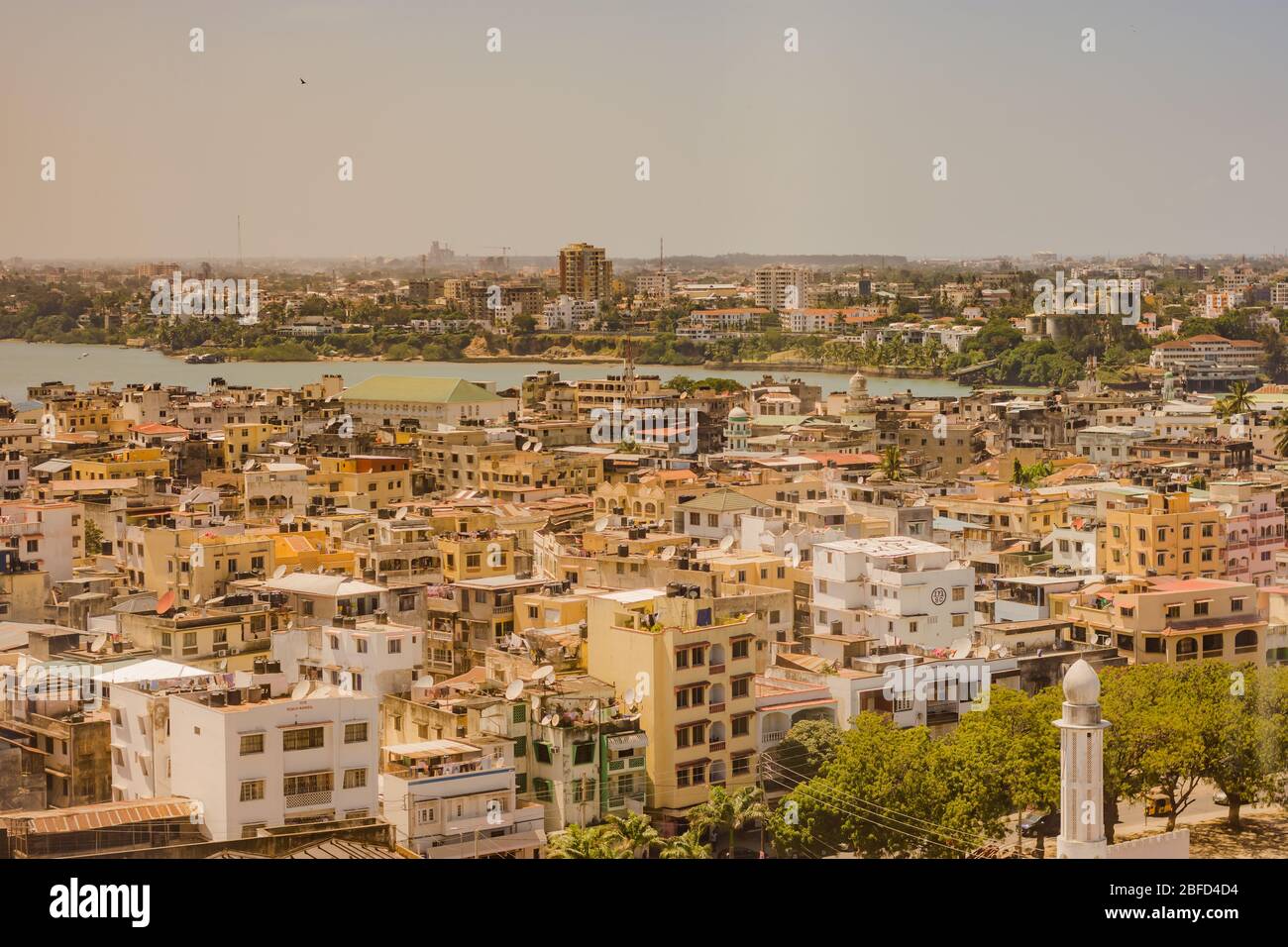 A view of Mombasa Island with part of the mainland in the background Stock Photo