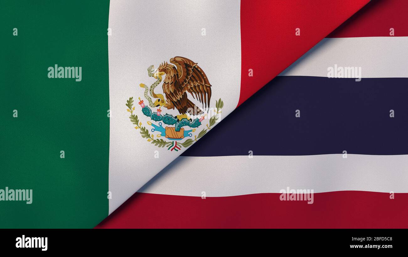 Two states flags of Mexico and Thailand. High quality business ...