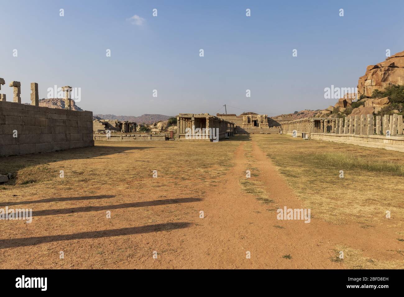 Ancient civilization in Hampi. India, State Karnataka. Old Hindu temples and ruins. Stock Photo