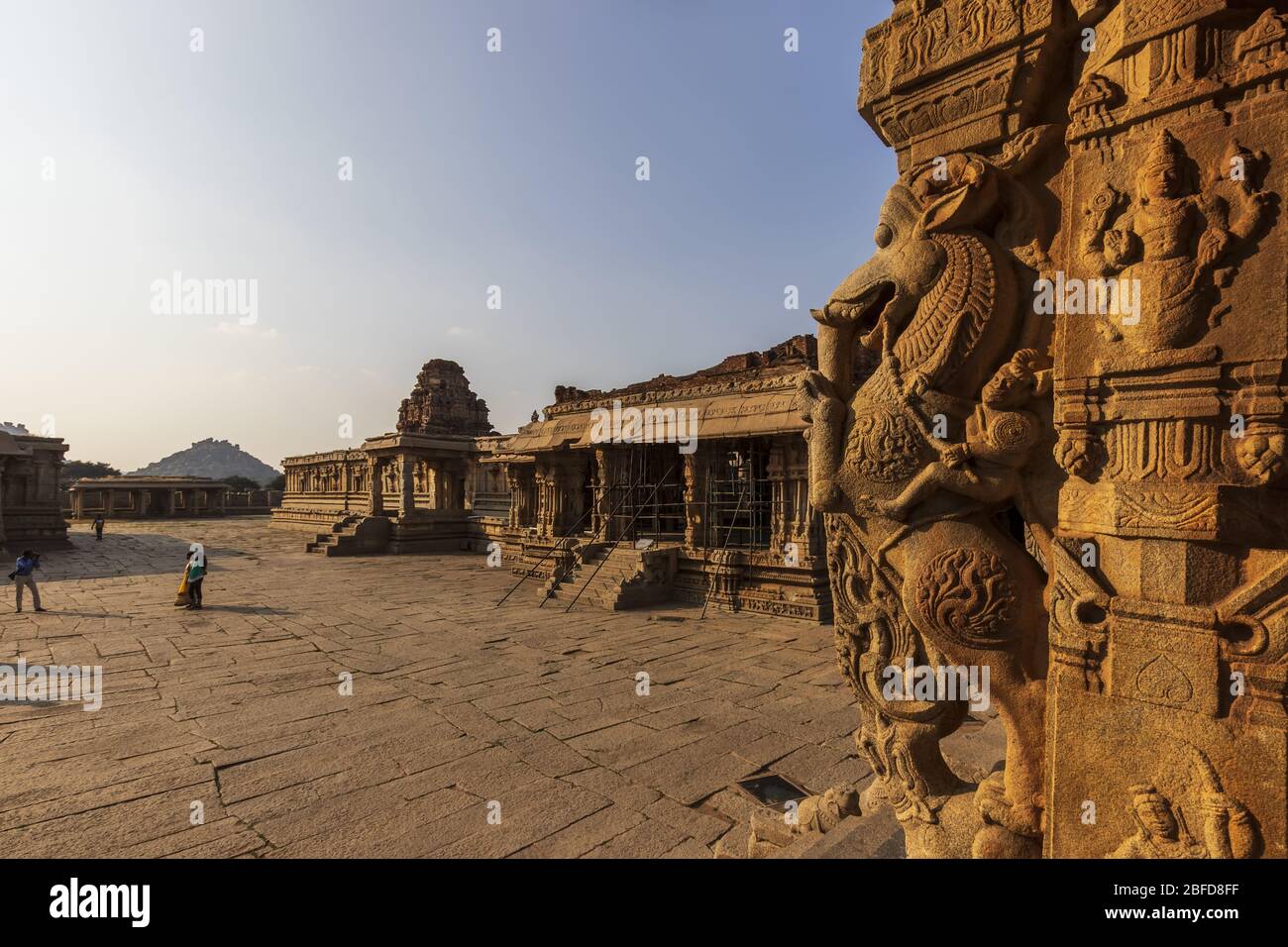 Ancient civilization in Hampi. India, State Karnataka. Old Hindu temples and ruins. Stock Photo