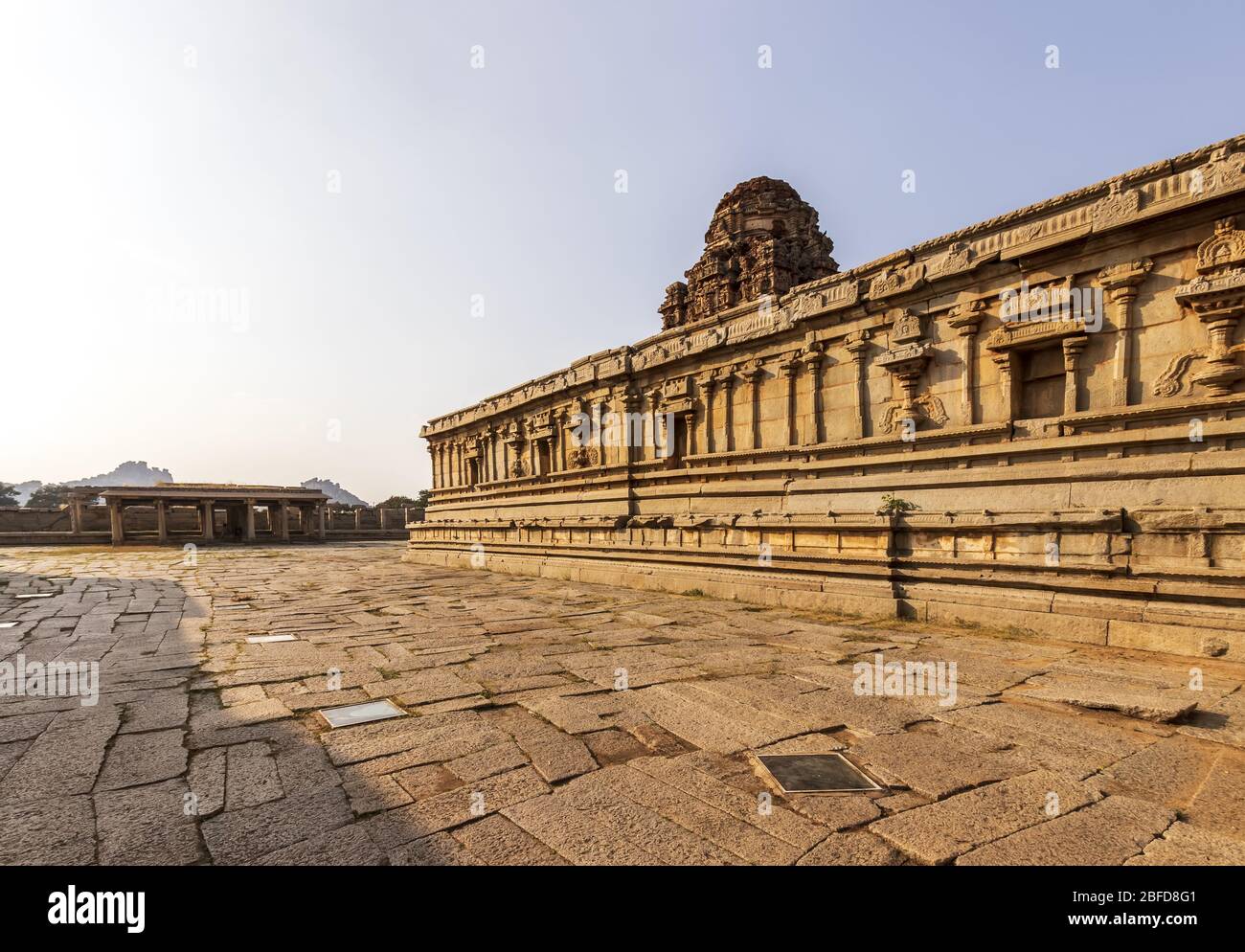 Ancient civilization in Hampi. India, State Karnataka. Old Hindu temples and ruins. Stock Photo