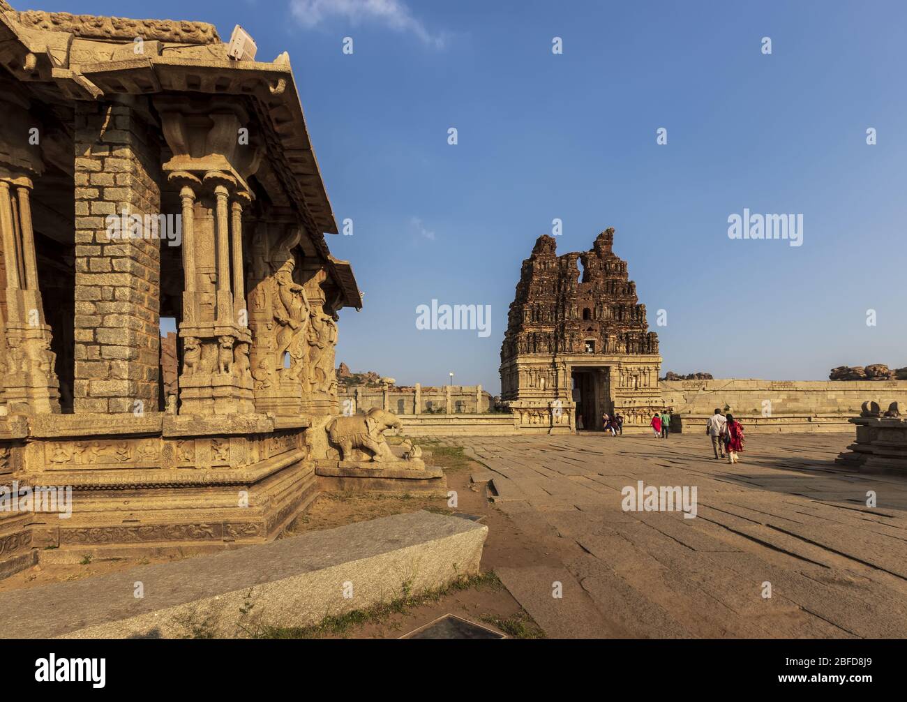 Ancient civilization in Hampi. India, State Karnataka. Old Hindu temples and ruins. Stock Photo