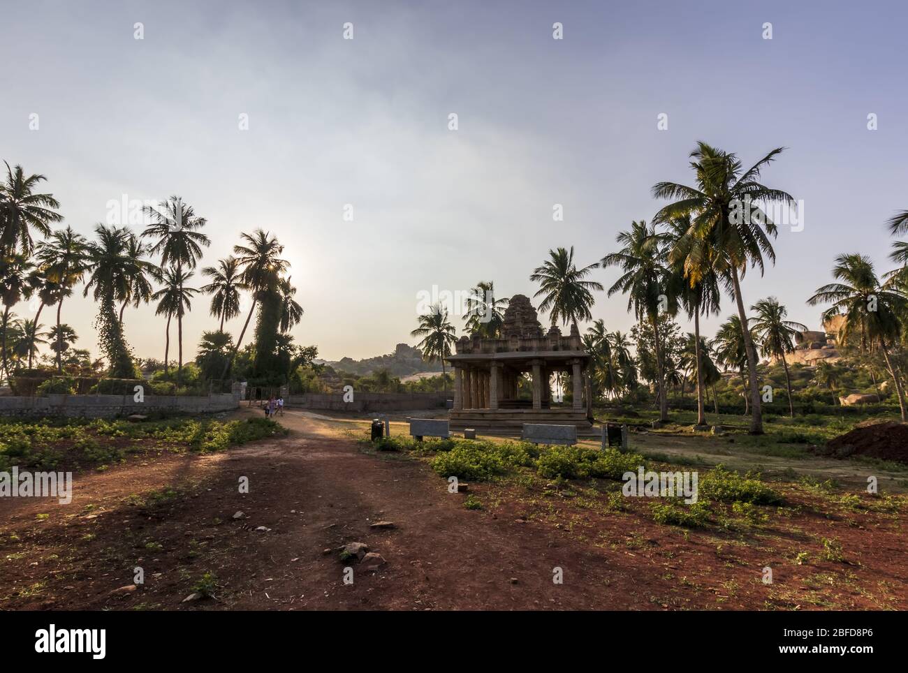 Ancient civilization in Hampi. India, State Karnataka. Old Hindu temples and ruins. Stock Photo