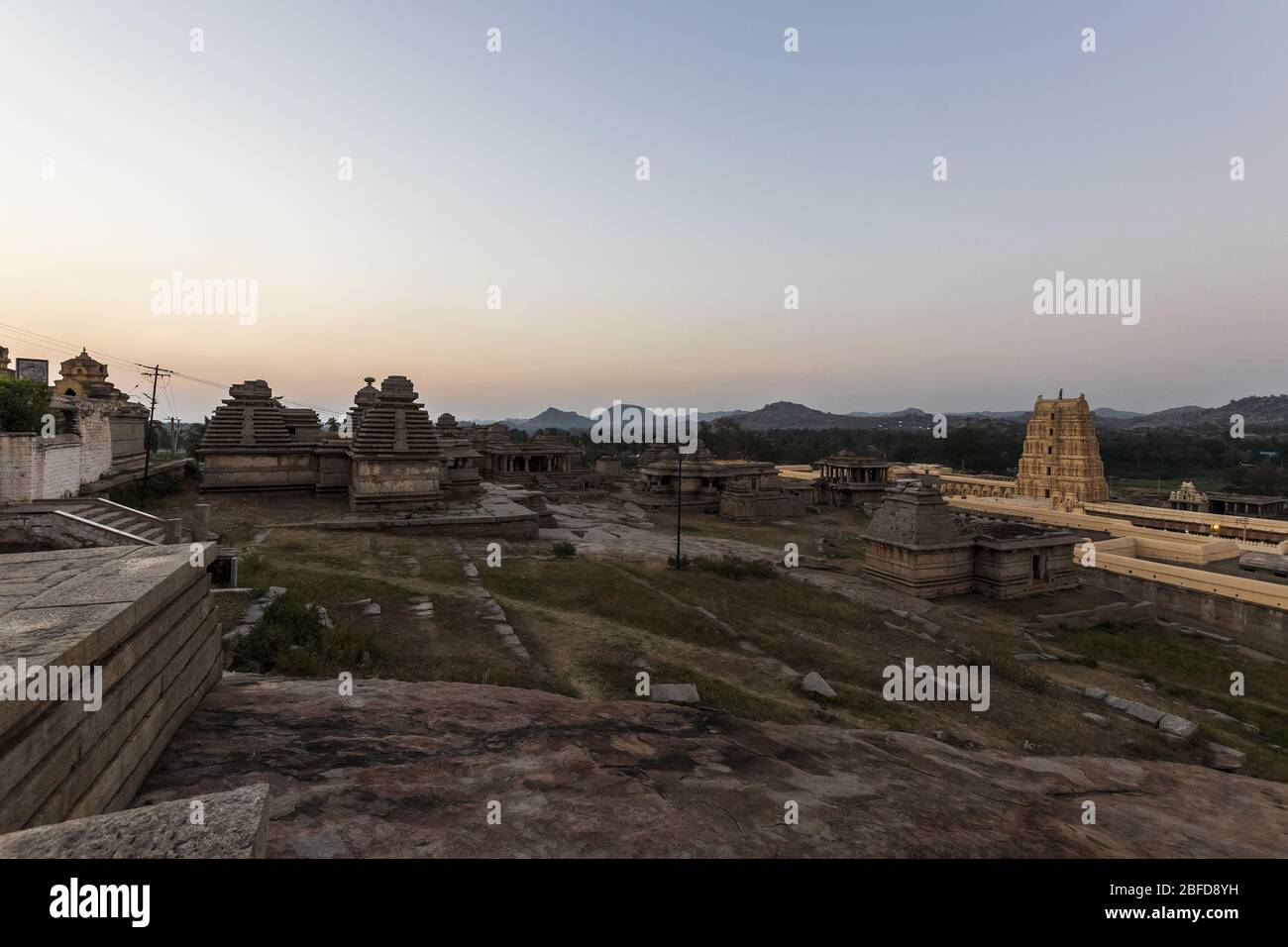 Ancient civilization in Hampi. India, State Karnataka. Old Hindu temples and ruins. Stock Photo