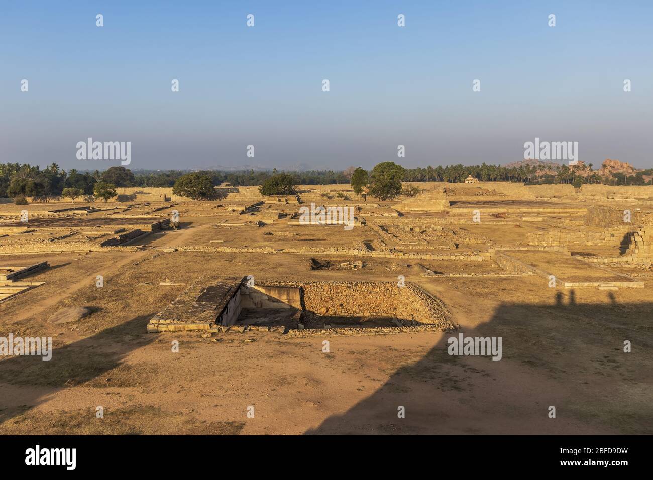 Ancient civilization in Hampi. India, State Karnataka. Old Hindu temples and ruins. Stock Photo