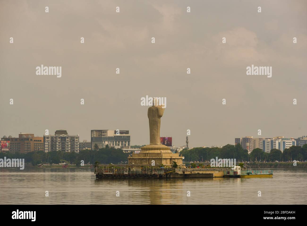 Buddha statue, Hussain sagar lake, Hyderabad, Telengana, India Stock