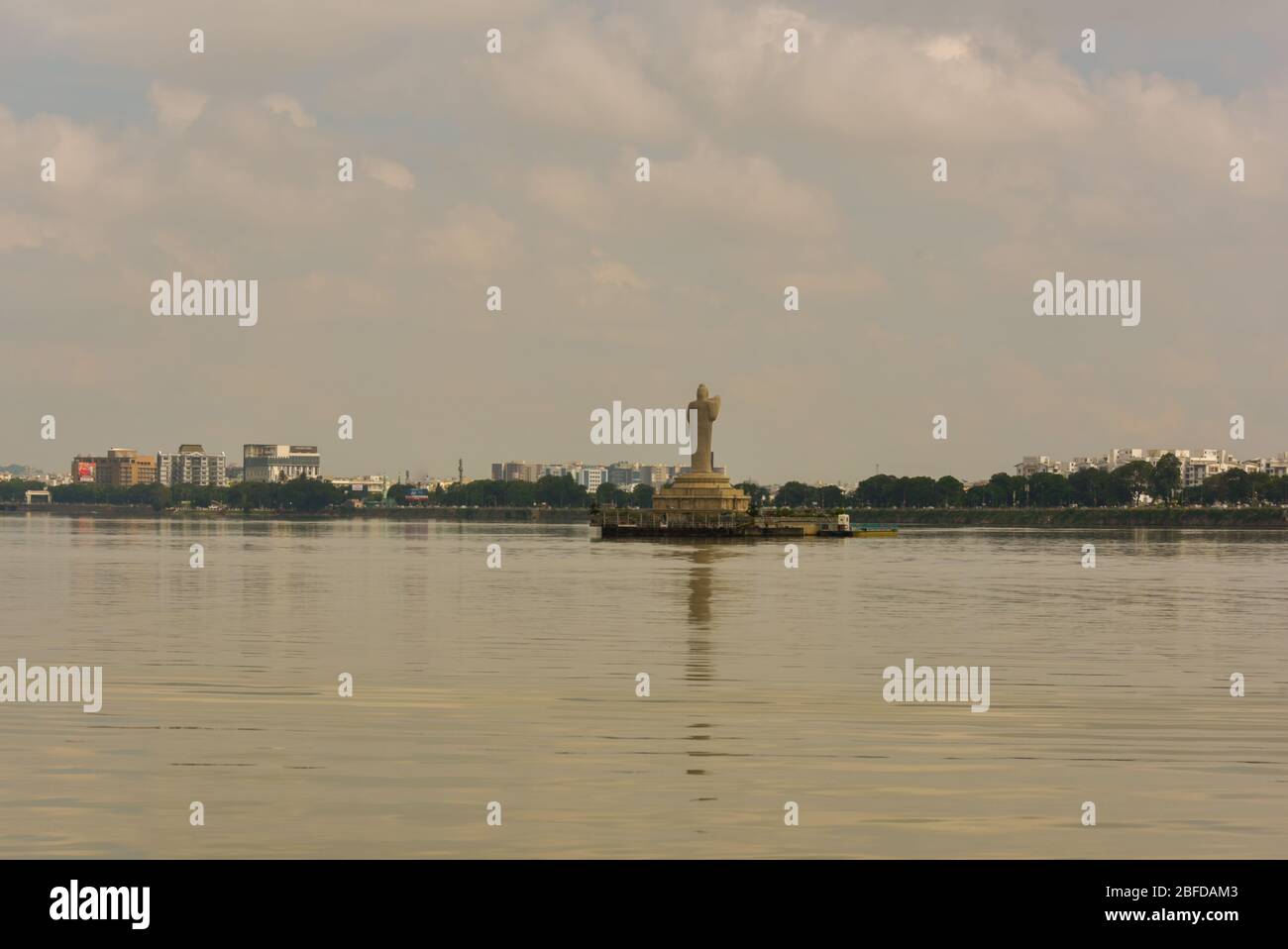 Buddha statue, Hussain sagar lake, Hyderabad, Telengana, India Stock Photo