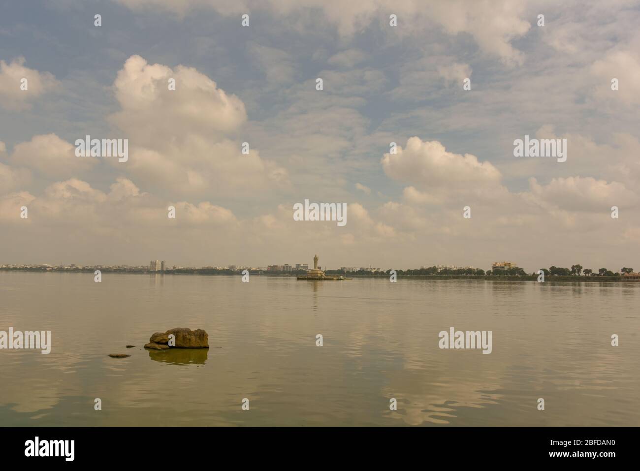 Buddha statue, Hussain sagar lake, Hyderabad, Telengana, India Stock Photo