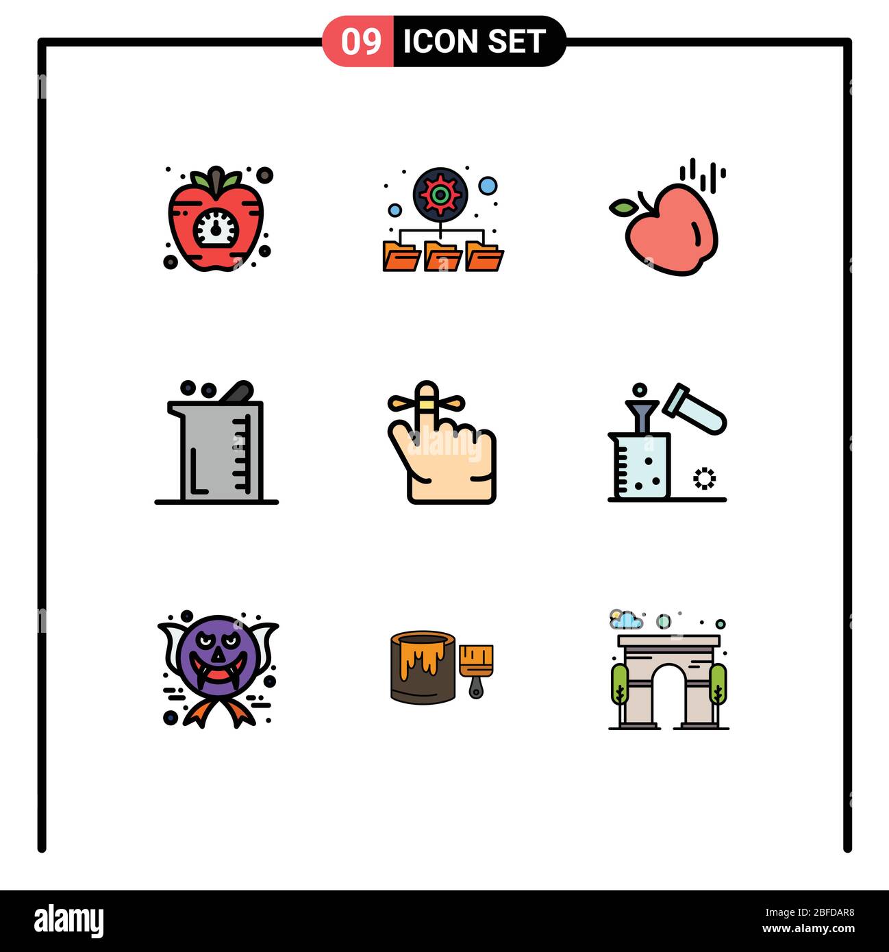 Stock Vector Icon Pack of 9 Line Signs and Symbols for keep, laboratory ...