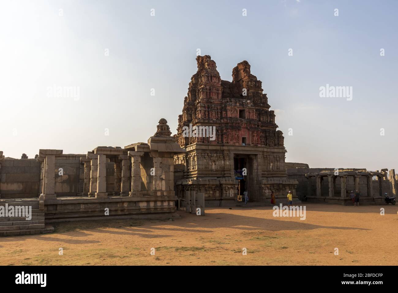 Hampi, India, Karnataka - November 18, 2018: Ancient civilization in Hampi. Old Hindu temples and ruins. Stock Photo