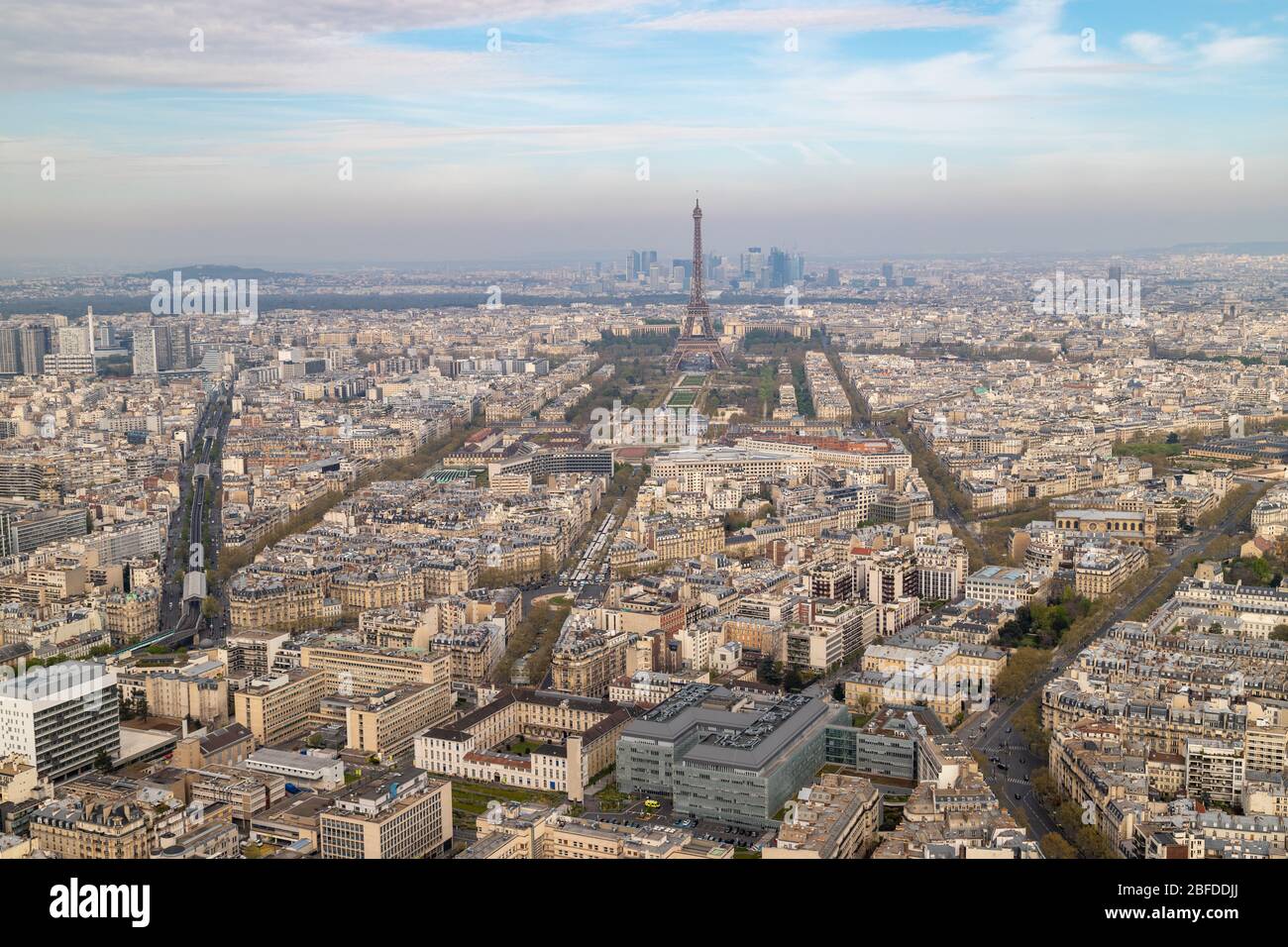Aerial view from Tour Montparnasse at the city of Paris, France Stock Photo