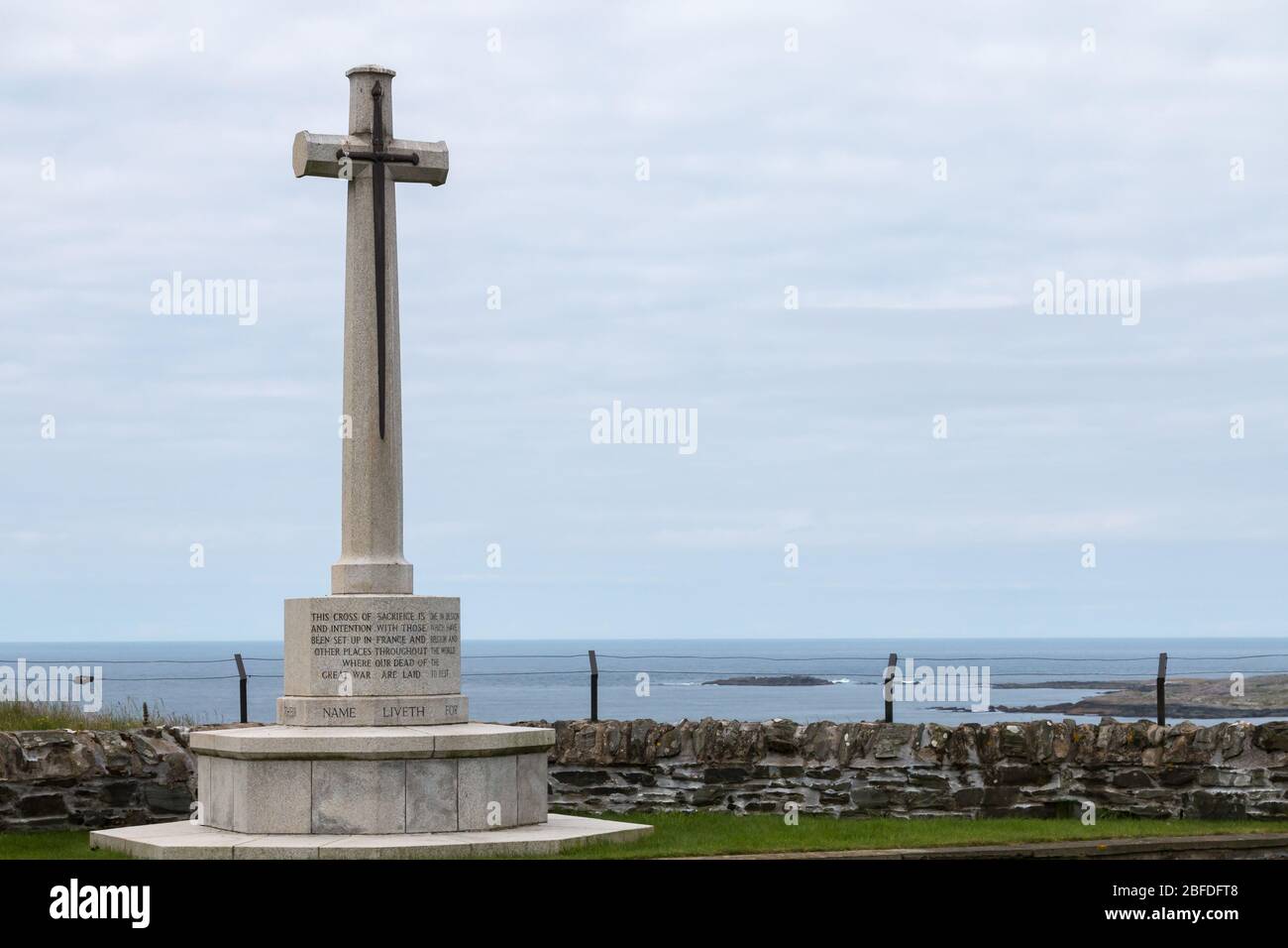 Kilchoman Military Cemetery, a CWGC site on the Isle of Islay, contains the remains of victims of the  sinking of HMS Otranto in 1918. Stock Photo