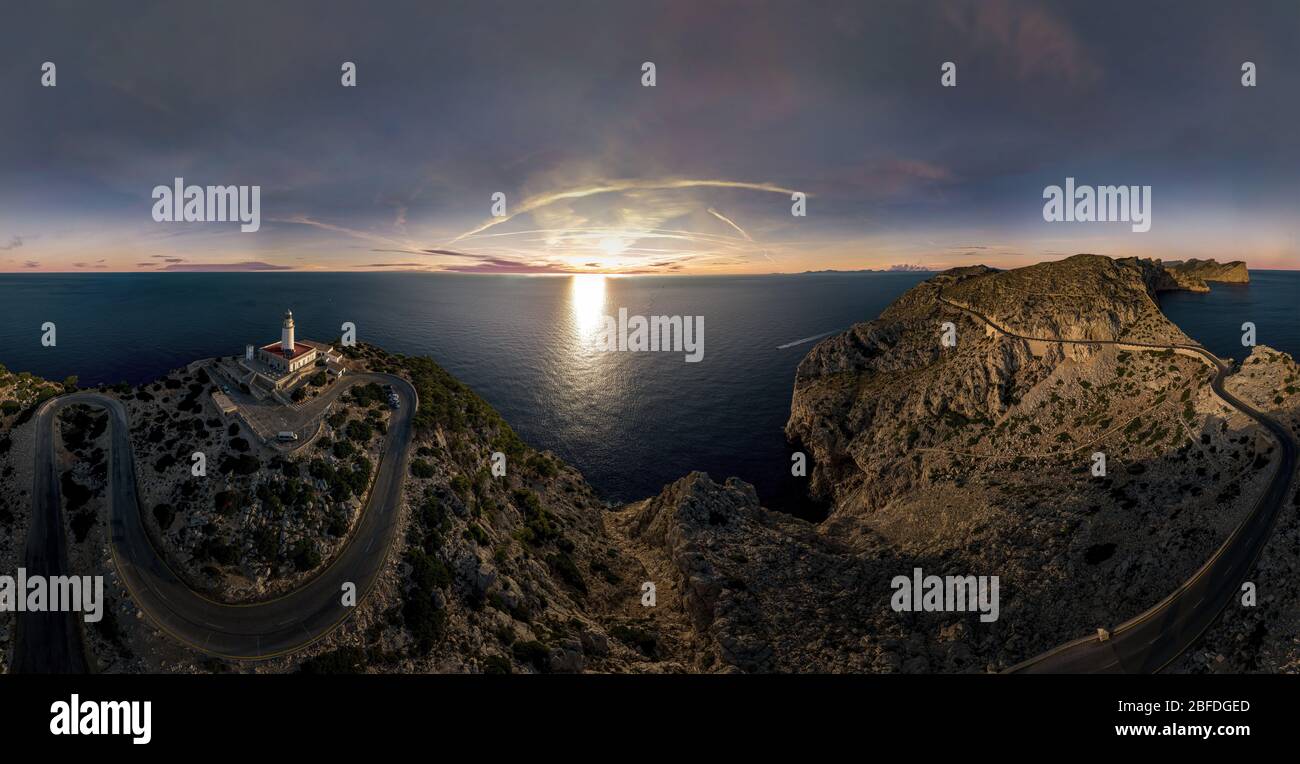 Panorama of the Cap Formentor on Mallorca with beautiful sunrise Stock Photo