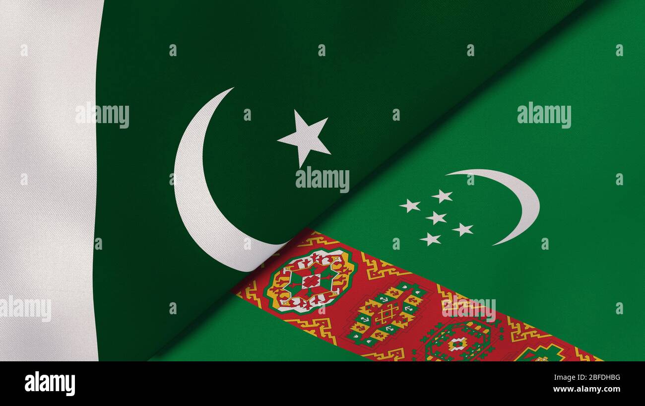 Two States Flags Of Pakistan And Turkmenistan. High Quality Business ...