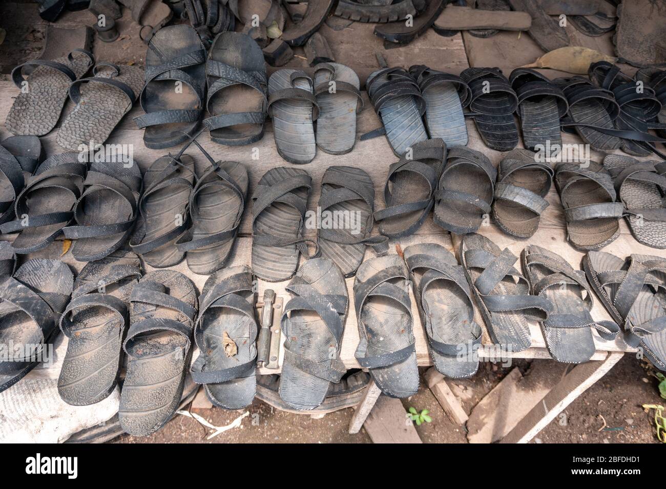 Sandals made of old tires on a local Maasai market in Arusha region,  Tanzania, Africa Stock Photo - Alamy