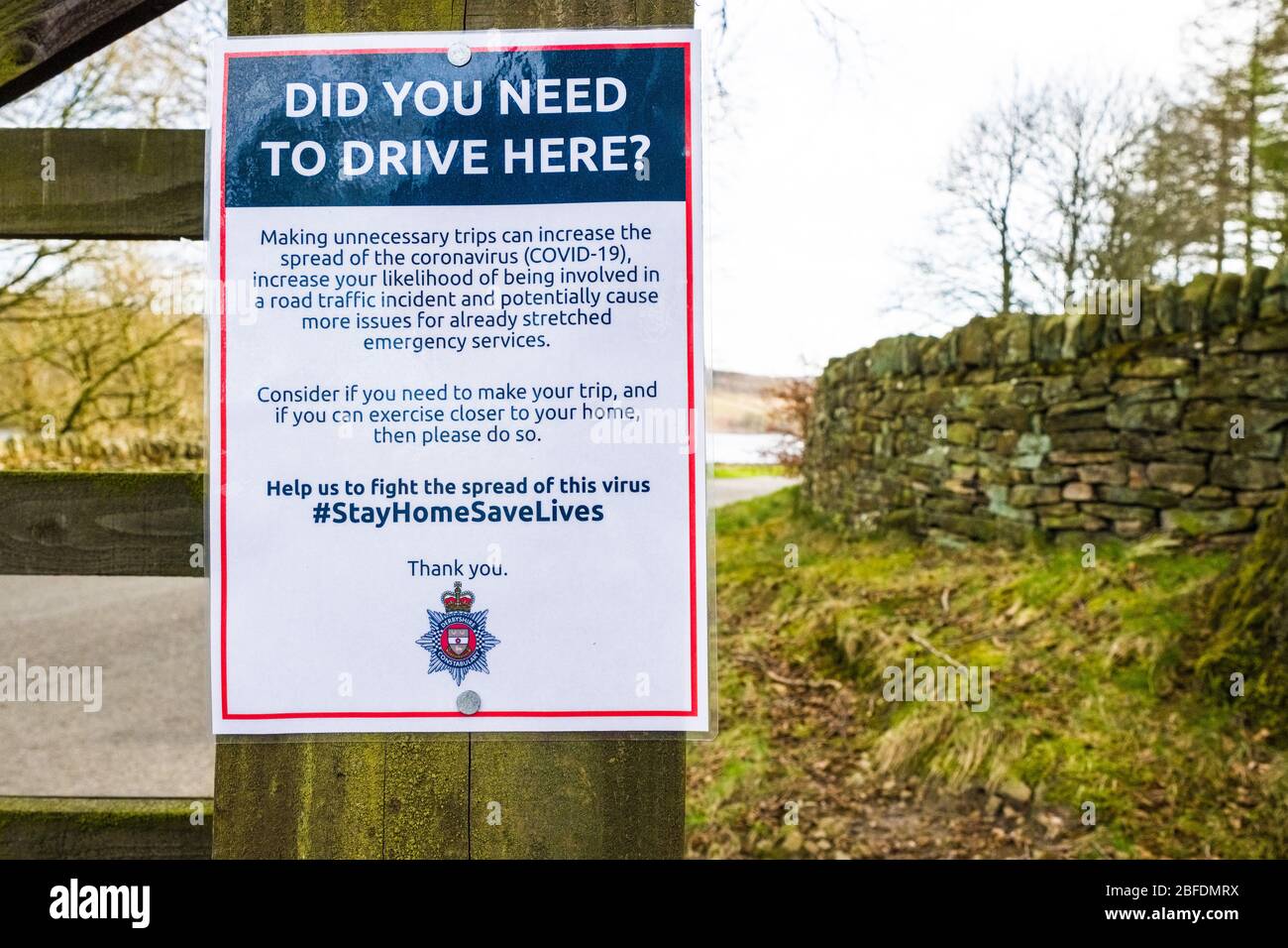 covid 19 / coronavirus restrictions in the Goyt Valley,Peak District NATIONAL park. Police advice to stay away from beauty spots Stock Photo