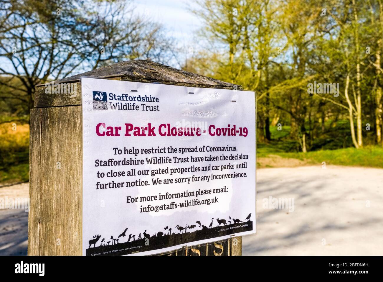 covid 19 / coronavirus restrictions in the Peak District National park.  Staffordshire Wildlife Trust advice to stay away from beauty spots Stock Photo