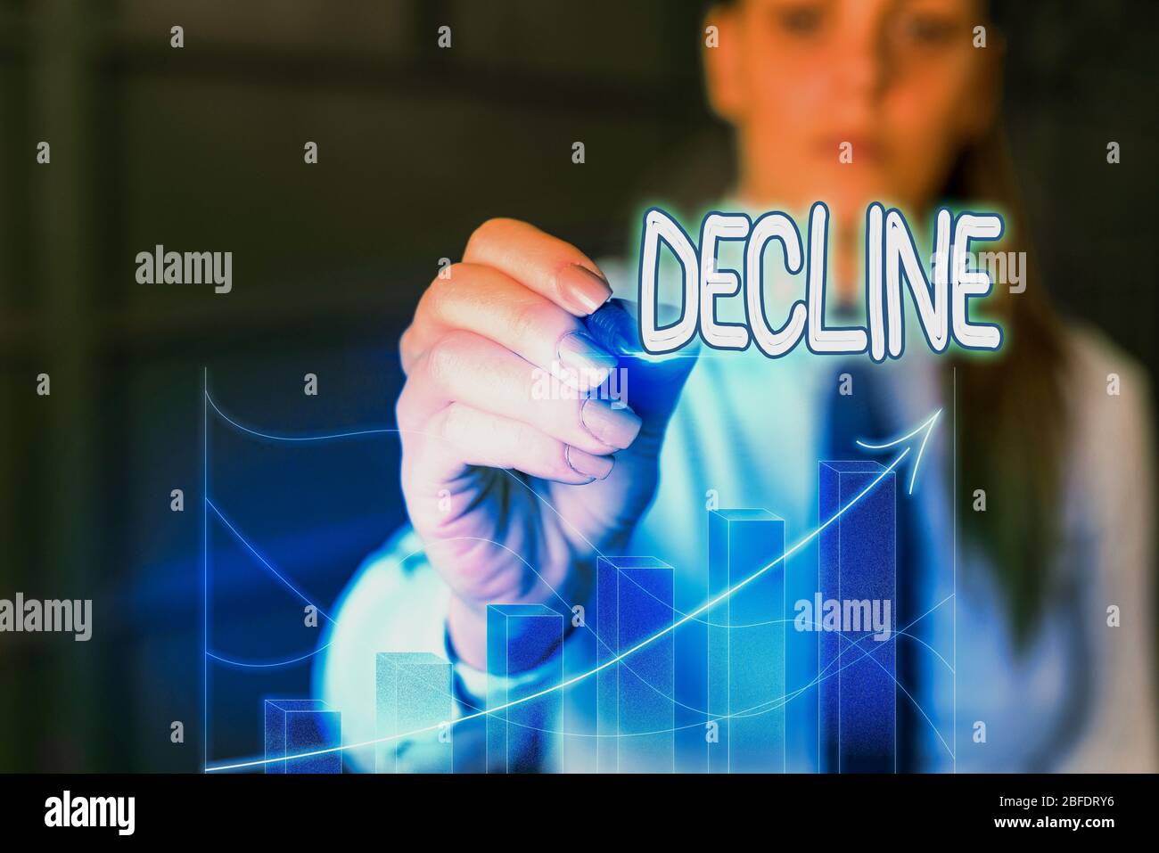 Becomes Less Handwriting text Decline. Conceptual photo Become smaller fewer less ...