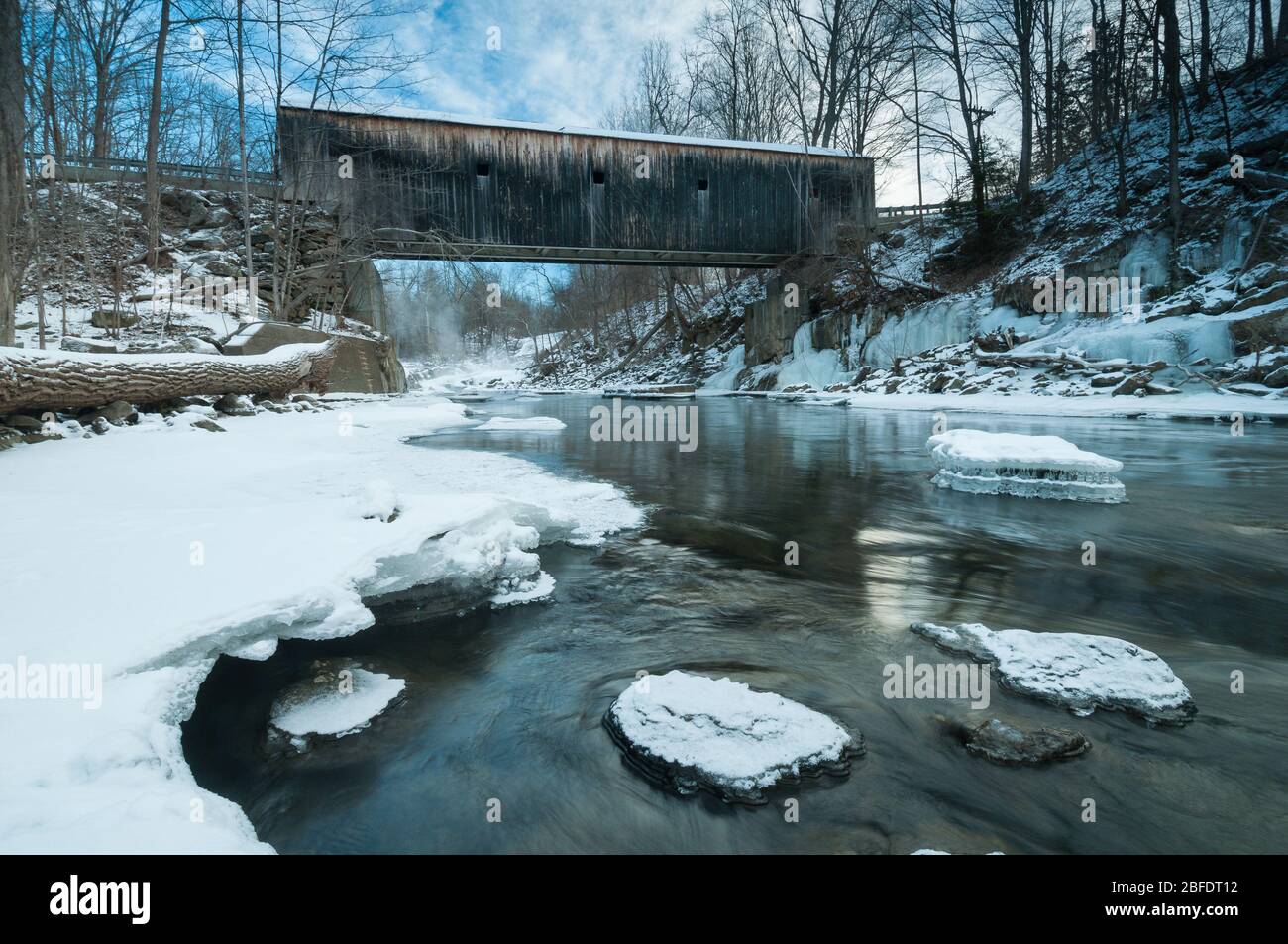 Built to span the Housatonic River in 1842, Bull's Bridge is one of the ...