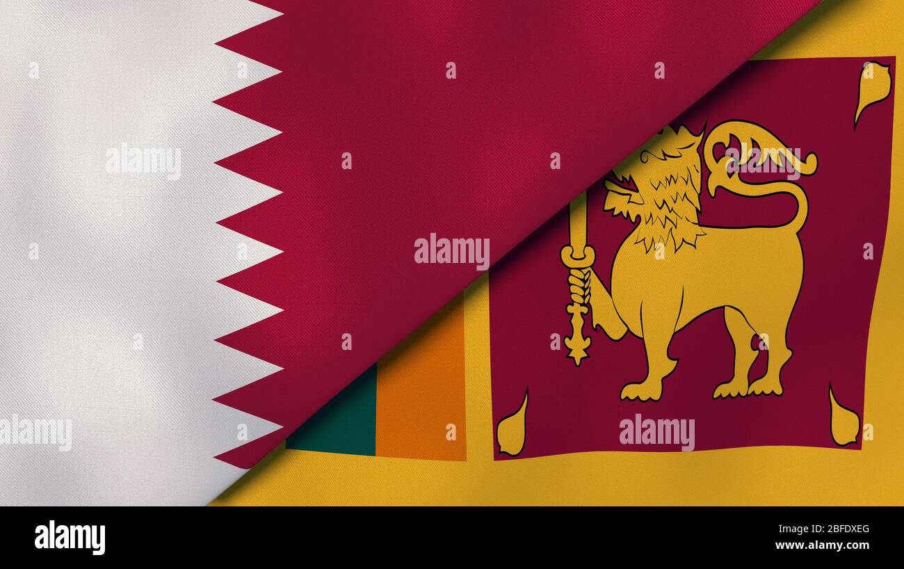 Two states flags of Qatar and Sri Lanka. High quality business