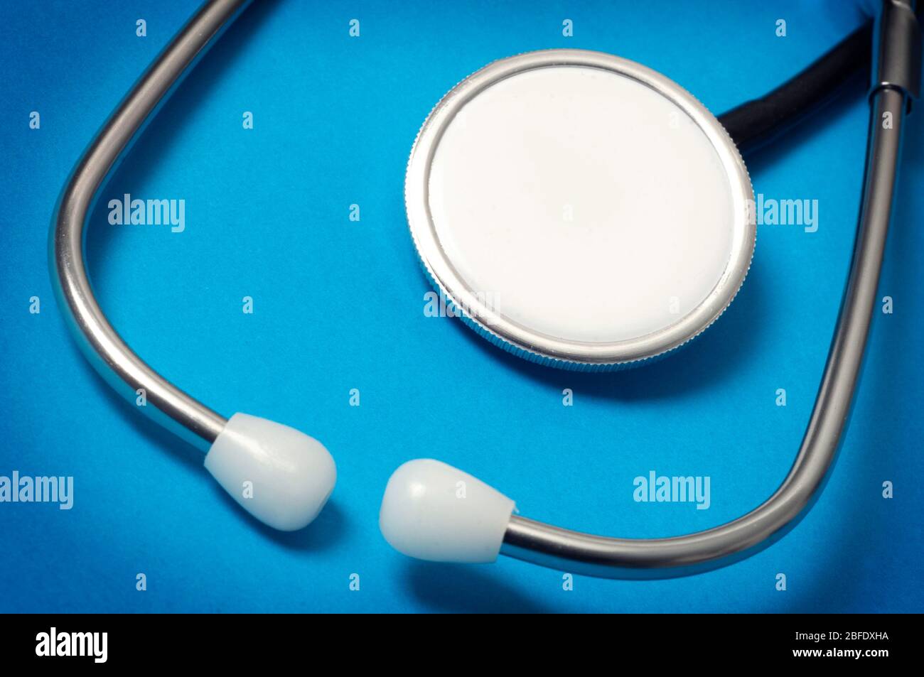 Set against a blue background, the doctor's stethoscope which was Invented  in France in 1816 by Rene-Theophile-Hyacinthe Laennes, the stethoscope is m  Stock Photo - Alamy