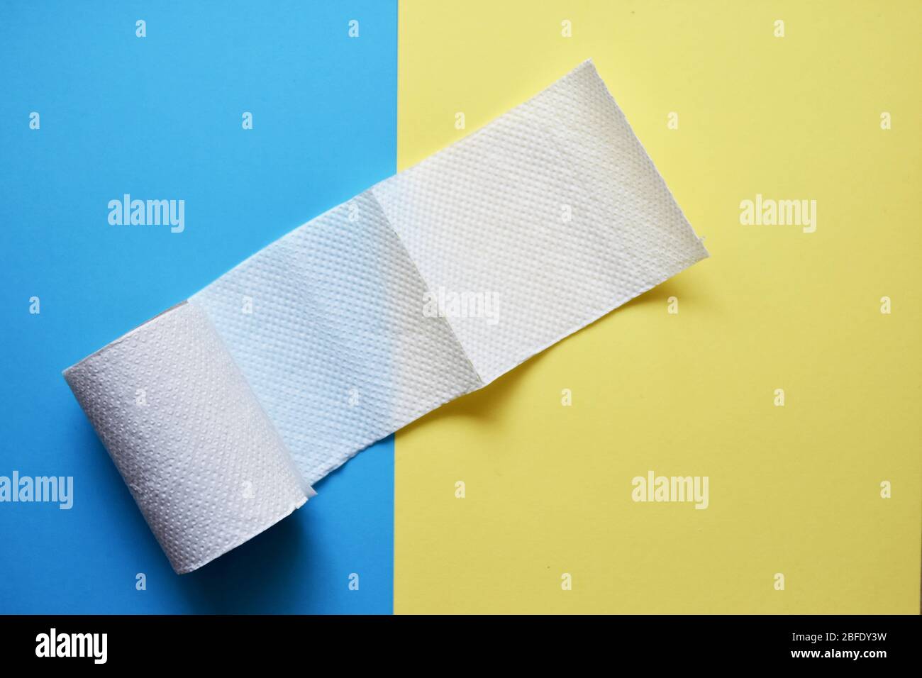 Top view of toilet paper roll during the coronavirus epidemic Stock Photo