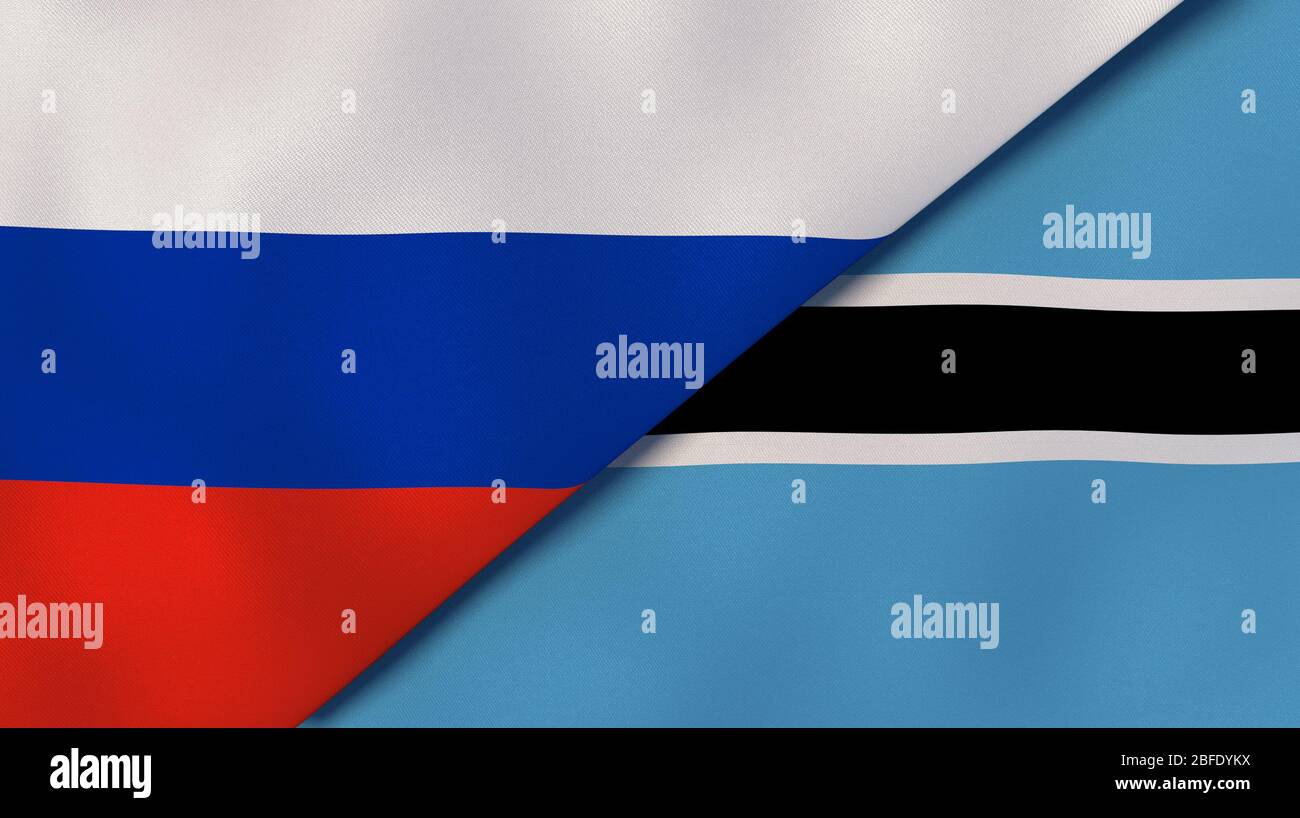 Two states flags of Russia and Botswana. High quality business ...