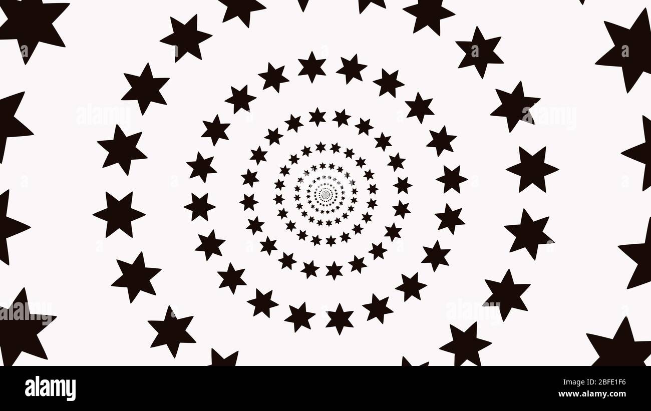 Circle of black stars on a white background. Psychedelic star pattern  wallpaper. Optical effect animation of star spiral Stock Photo - Alamy