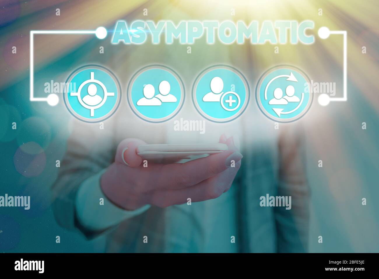 Text sign showing Asymptomatic. Business photo showcasing a condition or an individual producing or showing no symptoms Stock Photo