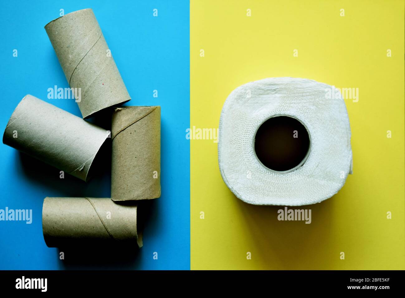 Top view of toilet paper roll and paper tubes during the coronavirus  epidemic Stock Photo - Alamy
