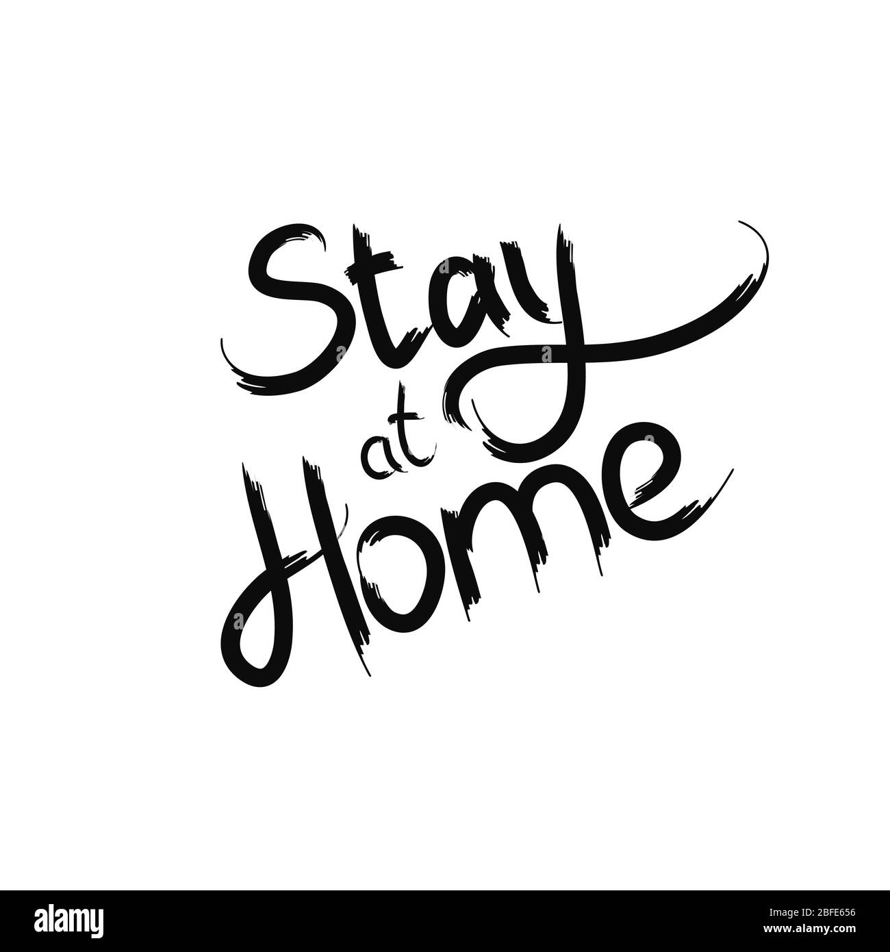Stay at home. Vector quote, handwritten with brush. Vector Stock Vector