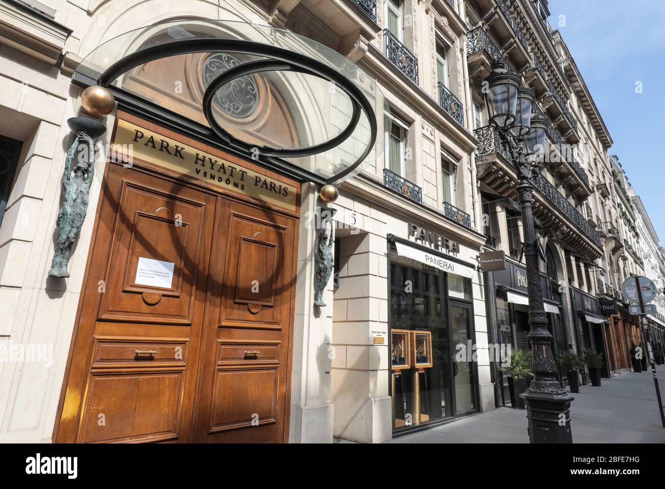 CORONAVIRUS: FAMOUS LUXURY HOTELS TEMPORARILY CLOSED IN PARIS Stock Photo